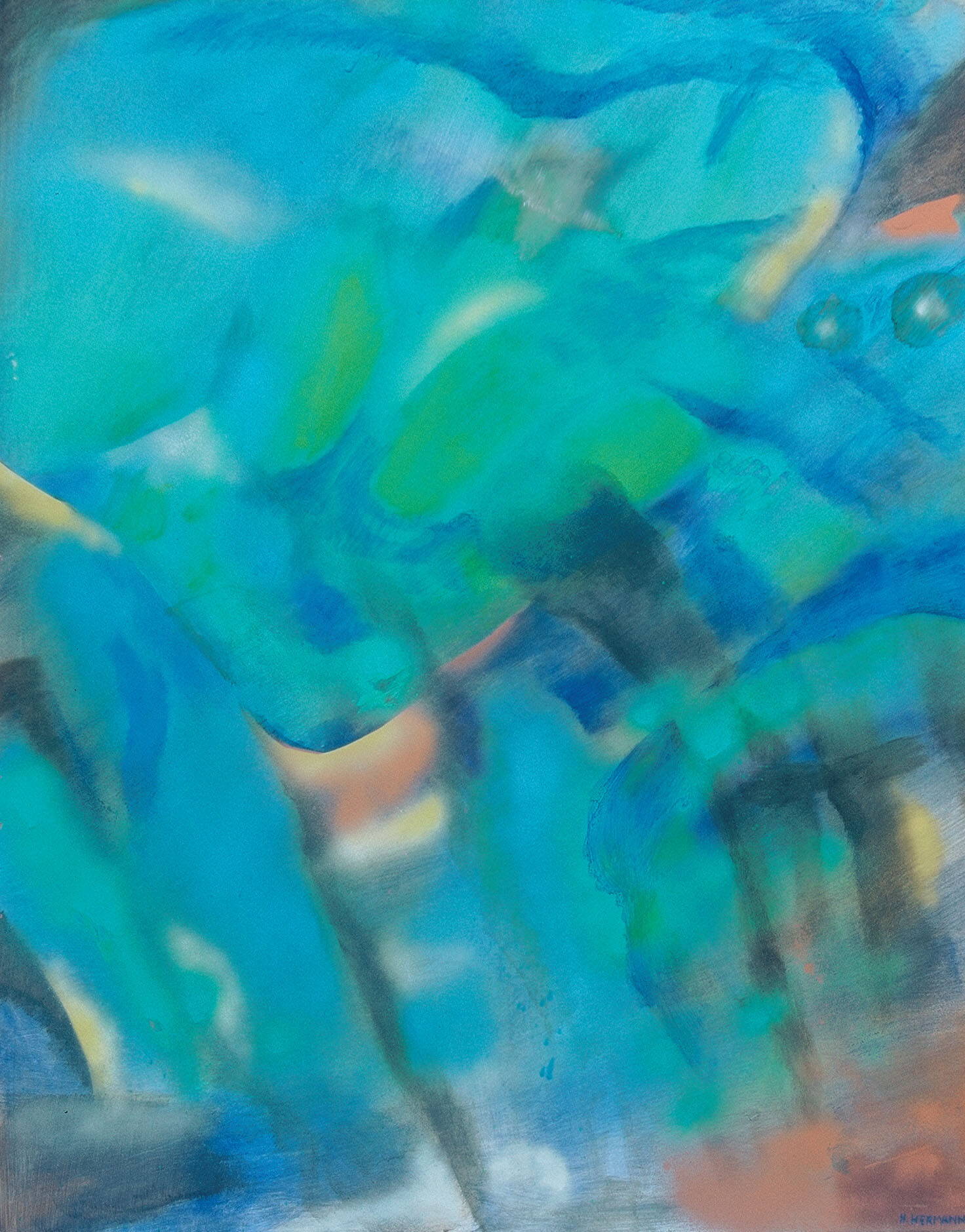 Ohne Titel. 1997, 83 X 104 cm, Acryl und Spritztechnik