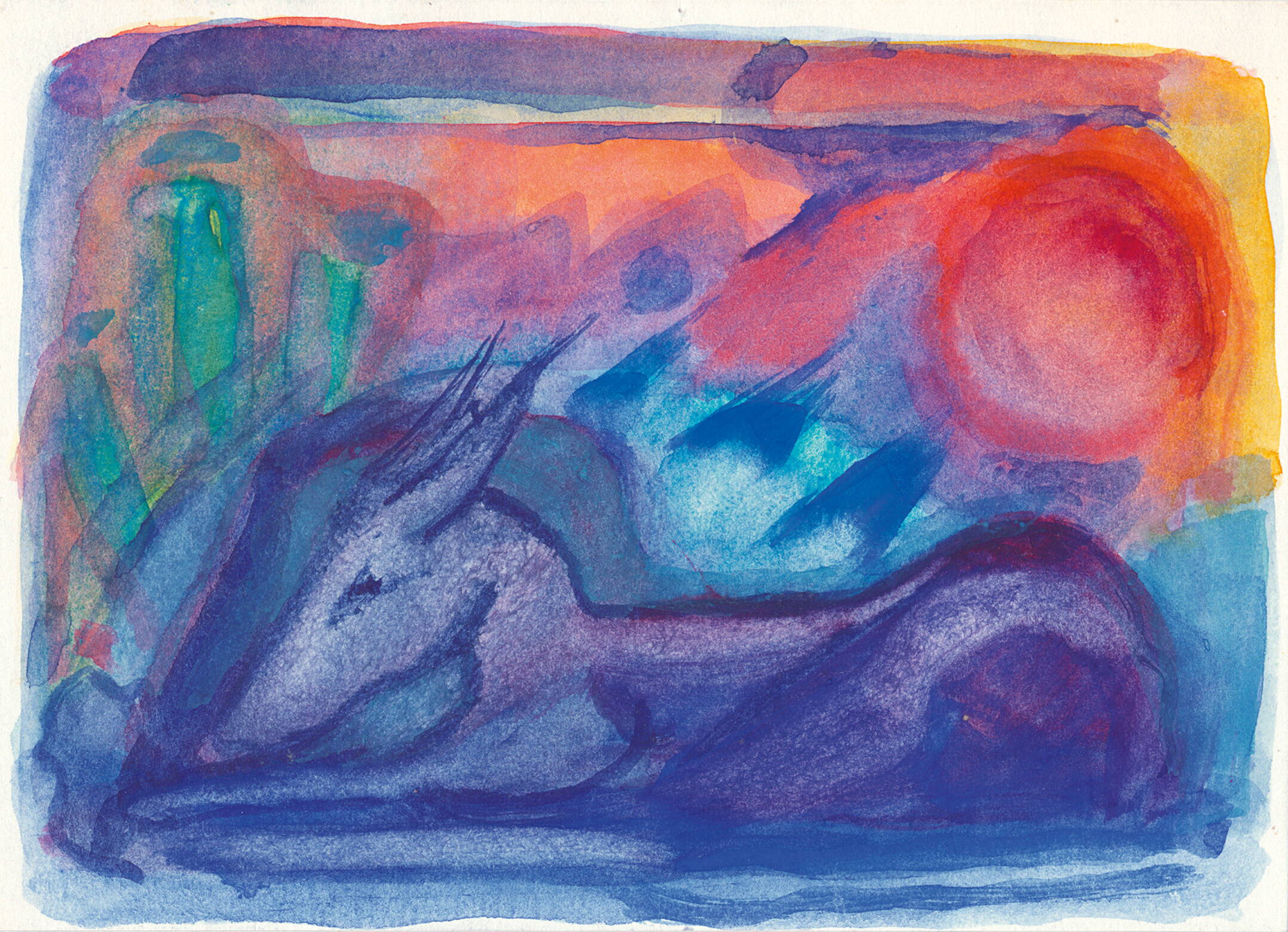 Tieraquarell, ca. 1963, 16,5 X 12 cm, dAquarell