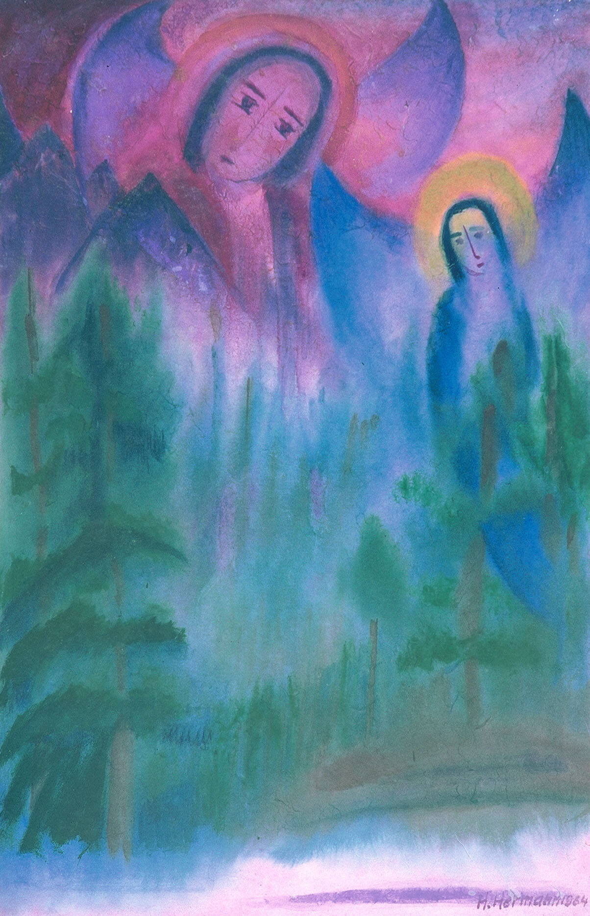 Abendlicht, 1964, 33 X 51 cm, Gouache