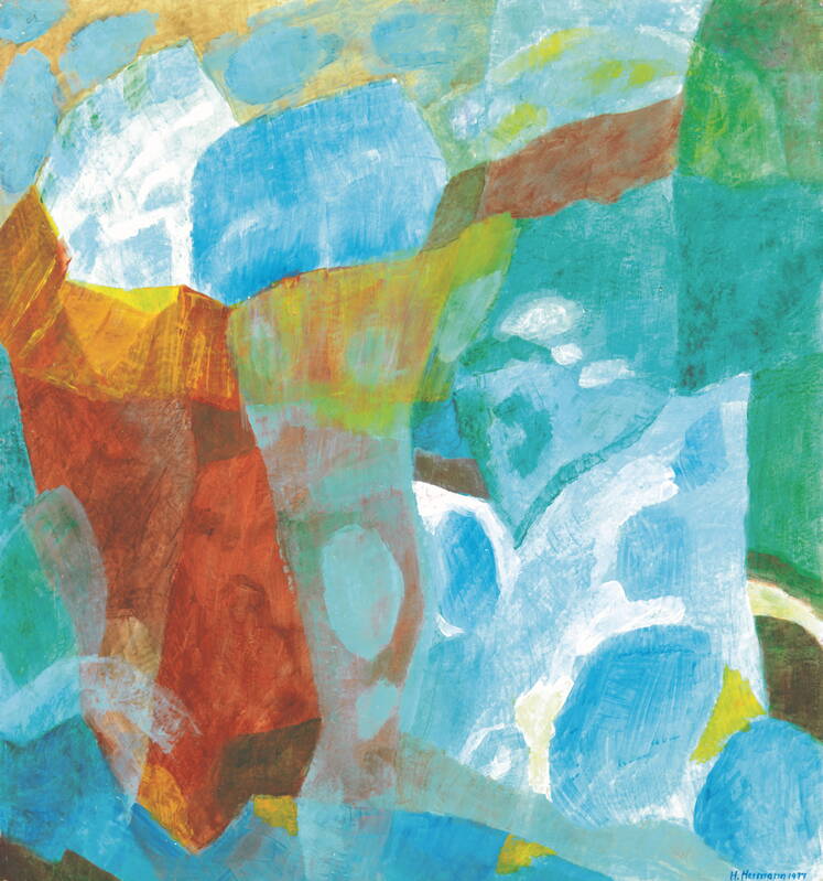 Einsame Insel, 1977, 56 X 60 cm, Flüssige Wachsfarbe.